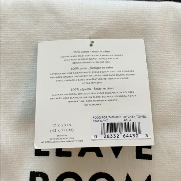 Kate Spade Leave Room For Dessert Kitchen Towel - Picture 3 of 3